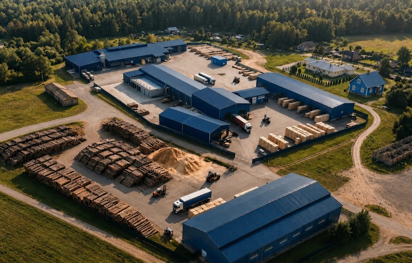 Aerial view of the Eco Wood Production site